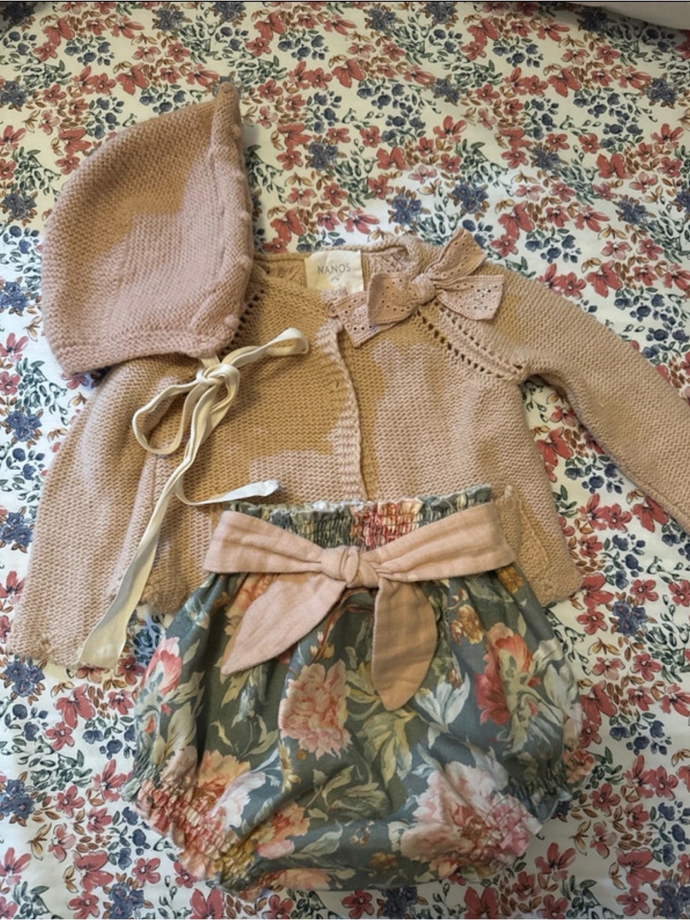 Nano Pink Knit Cardigan & Bloomers Set - Pink